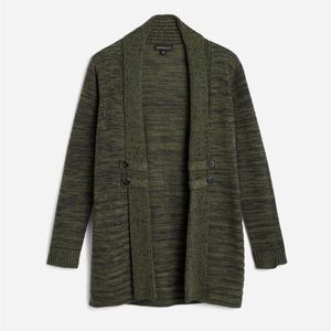 Fortune + Ivy Raider Tab Detail Cardigan XL green black moss cozy cute fall